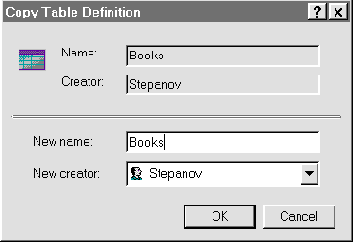 Определение таблиц данных